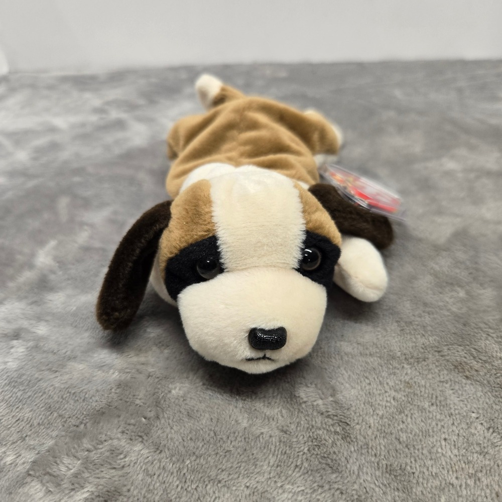 Ty Beanie Baby Bernie St Bernard Dog Plush 1996‎ Brown White 4109 Heart Tag